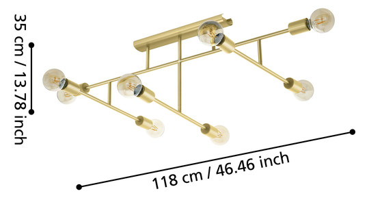 EGLO Deckenleuchte/8 E27 Messing-  98882 