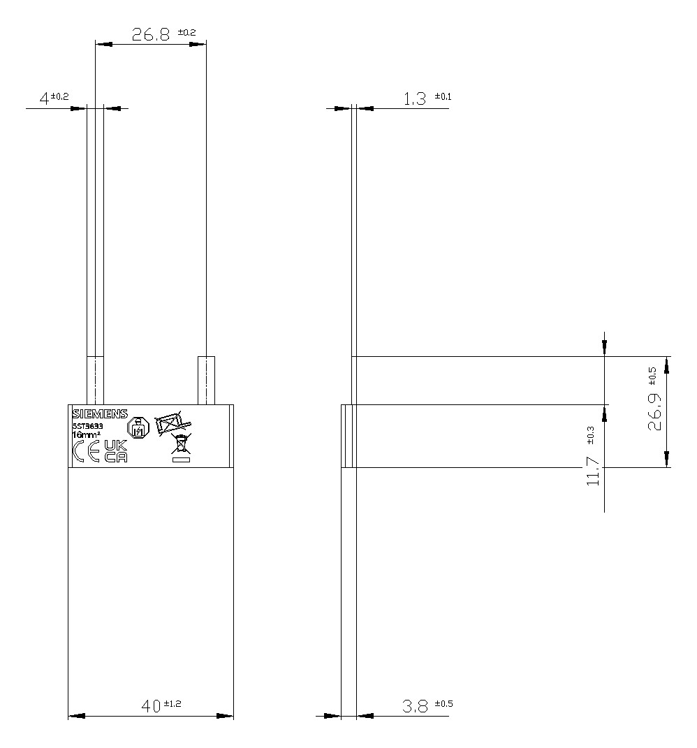 Phasenschiene 2ph 18mm 40mm 16qmm 80A Stift Isoliert