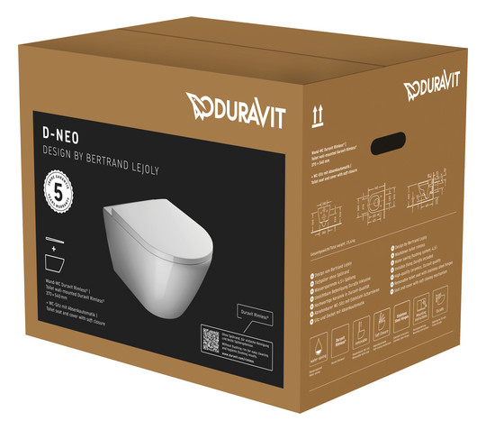 Duravit Wand-Tiefspül-WC-Set D-Neo mit WC-Sitz, Rimless, weiß