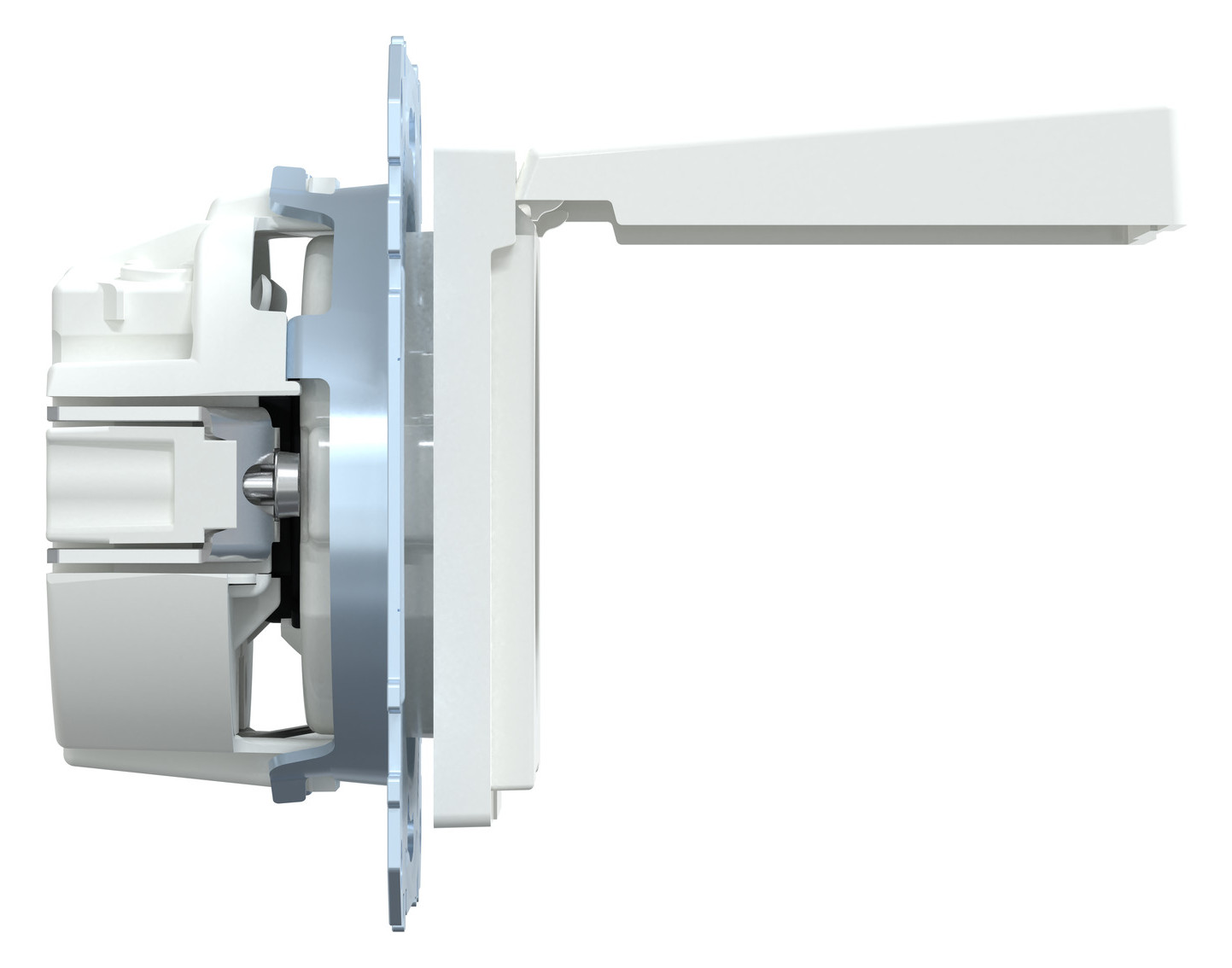 Steckdose 1f akws glz System M UP m.BS Klappd aktivweiß IP44