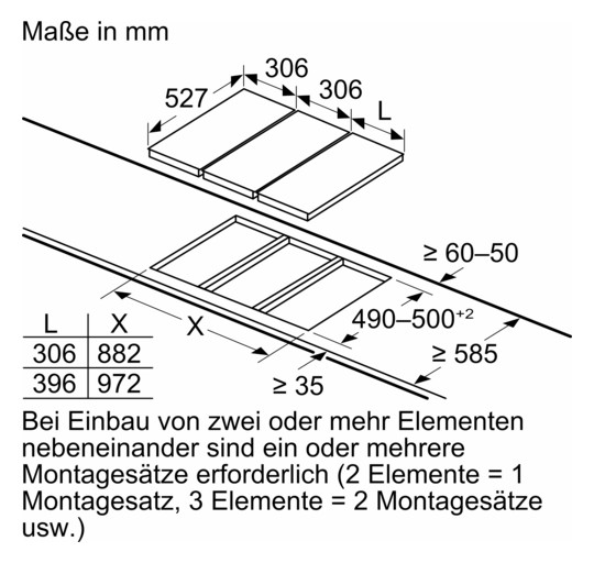 Glaskeramikfeld autark Alu Zweikreisz 306x527mm