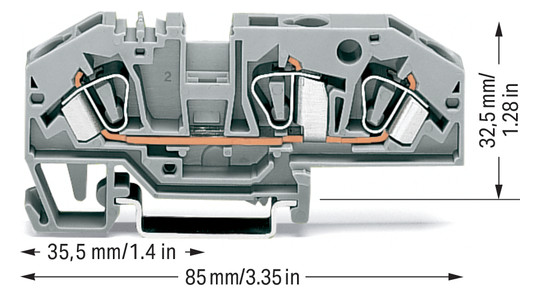 Reihenklemme 0,2-6qmm Serie 282 1Etage 3kl gr 41A Hutschiene TH35