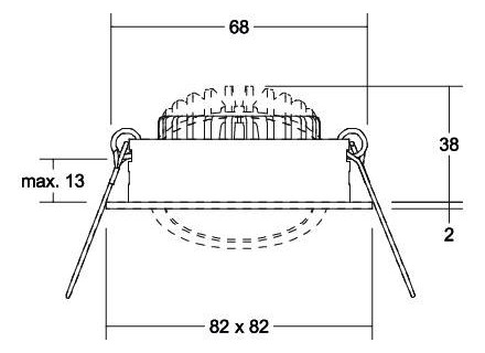 LED-Einbaustrahler 6W 3000K 630lm Konv chr glz 1LED Alu IP20 RF:hochglänzend