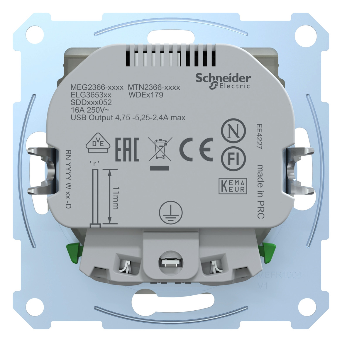 Steckdose 1f polws glz 2USB-A UP m.BS USB IP20 Mit erhöhtem Berührungsschutz