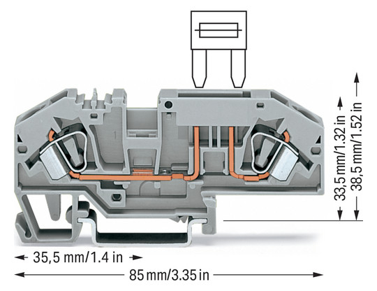 Sicherungs-Reihenklemme Serie 282 steckb 0,2-6qmm Flachsich 25A