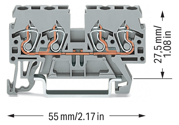 Reihenklemme 0,08-4qmm Serie 870 1Etage 4kl gr 24A Hutschiene TH35