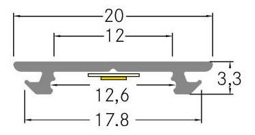 Anbauprofil ws Alu 2000x20x3,3mm