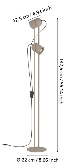 EGLO Stehleuchte/2 E14 Sandfarben  44166 