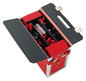 Werkzeugtasche leer Leder/Metall 210x340x460mm Signalrot