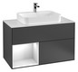V&B Waschtisch-Unterschrank Wandbeleuchtung Finion 100cm, Abdeckplatte black matt, Regal links Peony, Peony Matt
