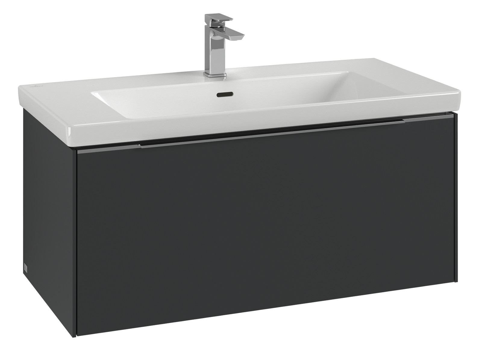 V&B Waschtisch-Unterschrank Subway 3.0 97,3x42,9x47,8cm, mit LED/Griff Volcano black, pure white