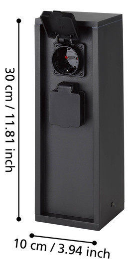 EGLO Außen Steckdose Schwarz PARK 901031 
