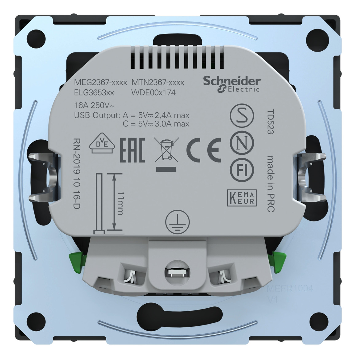 Steckdose 1f anth mt 1USB-A 1USB-C UP m.BS Mit erhöhtem Berührungsschutz IP20