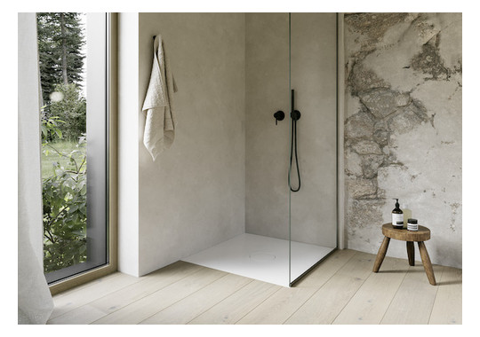 Bette Duschfliese BetteAir 1000 x 1000 mm, flint, Rechteck, glasierter Titan-Stahl