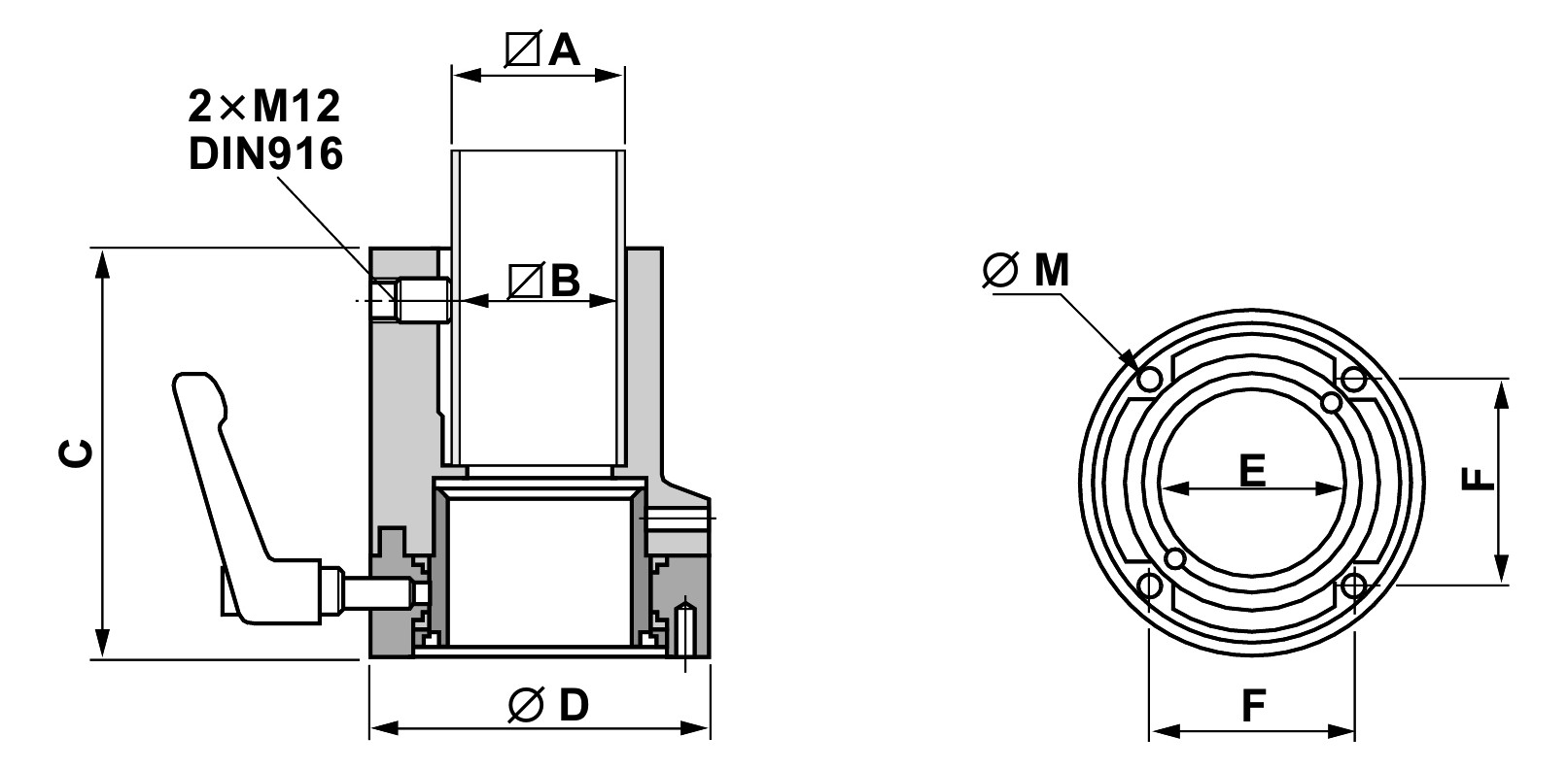 Tragarm-Komponente H115mm Metall gr RAL7040