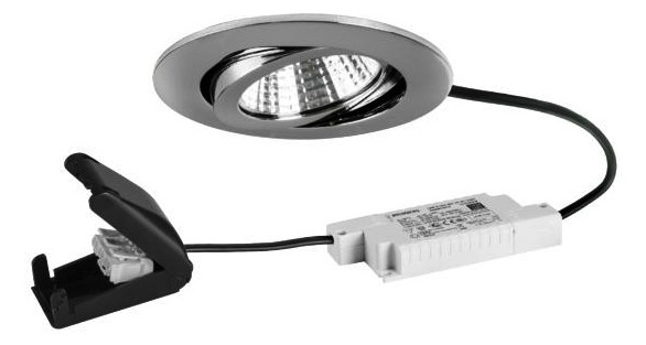 LED-Einbaustrahler 6W 3000K 630lm Konv chr glz 1LED Alu IP20 mediumstrahlend