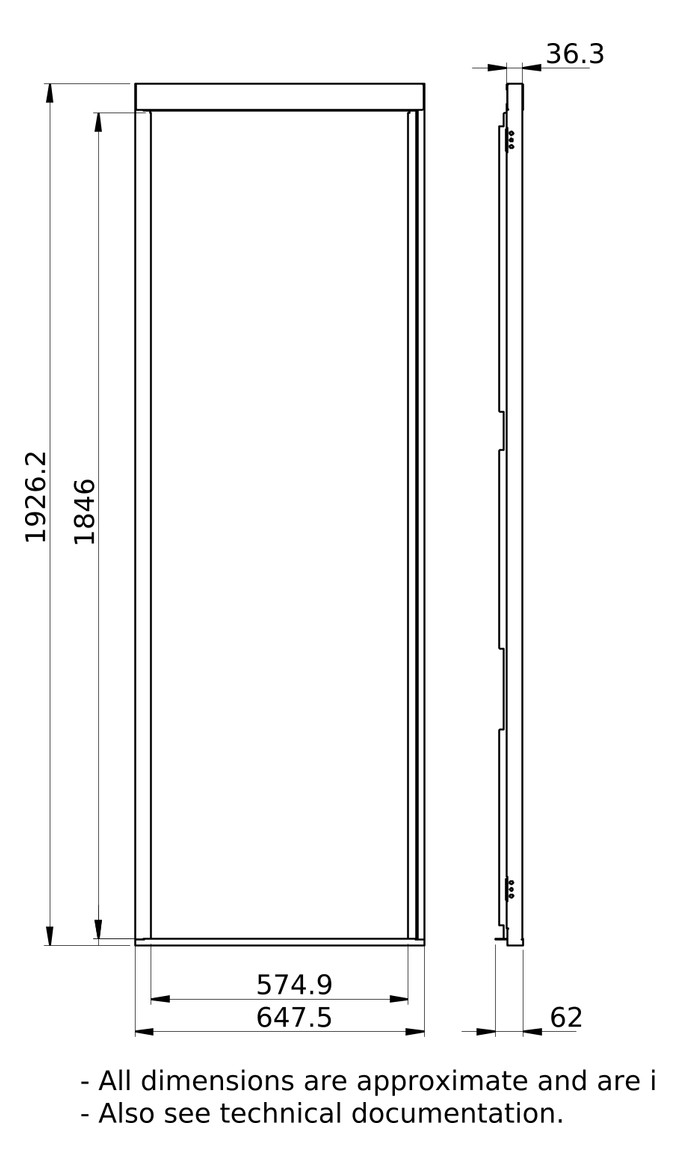 Frontblende 2000x650xmm ws RAL9003