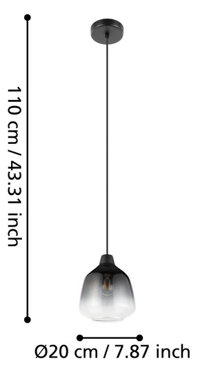 EGLO Hängeleuchte/1 E27 Schwarz/   43821 