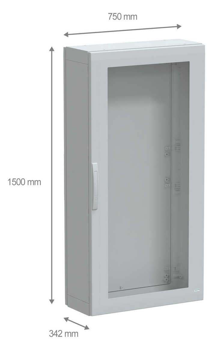 Standschrank Kst IP65 B750xH1500xT320mm unbeh RAL7035 Mit Sichttür