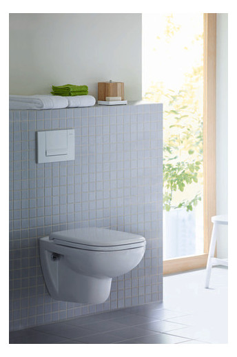 Duravit Wand-Tiefspül-WC Set D-Code mit WC-Sitz, Rimless, Durafix, weiß