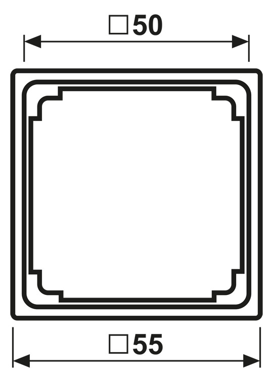 Zwischenrahmen aws AS/A 50x50mm glz RAL9010 quad50mm/quad50mm