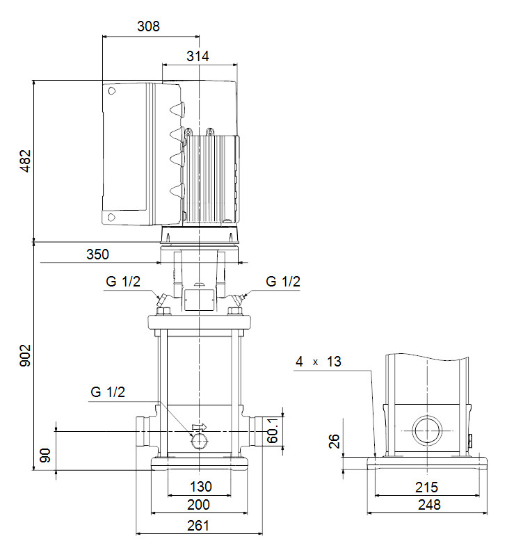 Grundfos Vertikale Kreiselpumpe CRNE3-5 A-P-A-V-HQQV 1x200-240 60HZ