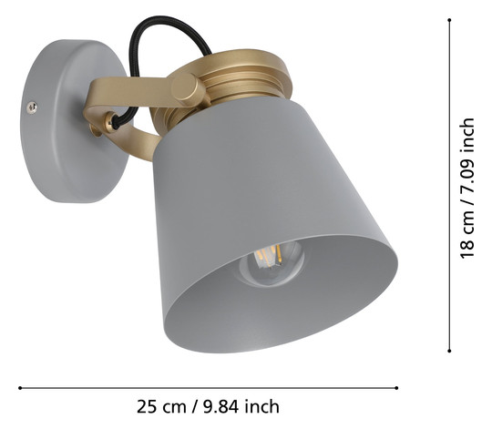 EGLO Wandleuchte/1 E27 Grau/Gold   43835 