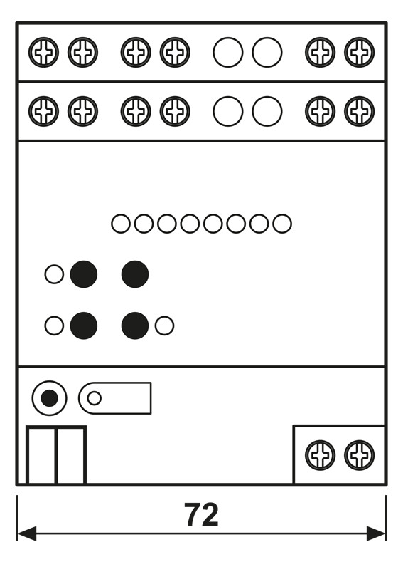 Jalousieaktor KNX REG 4f 6A Handbedien Vor Ort-/Handbedienung