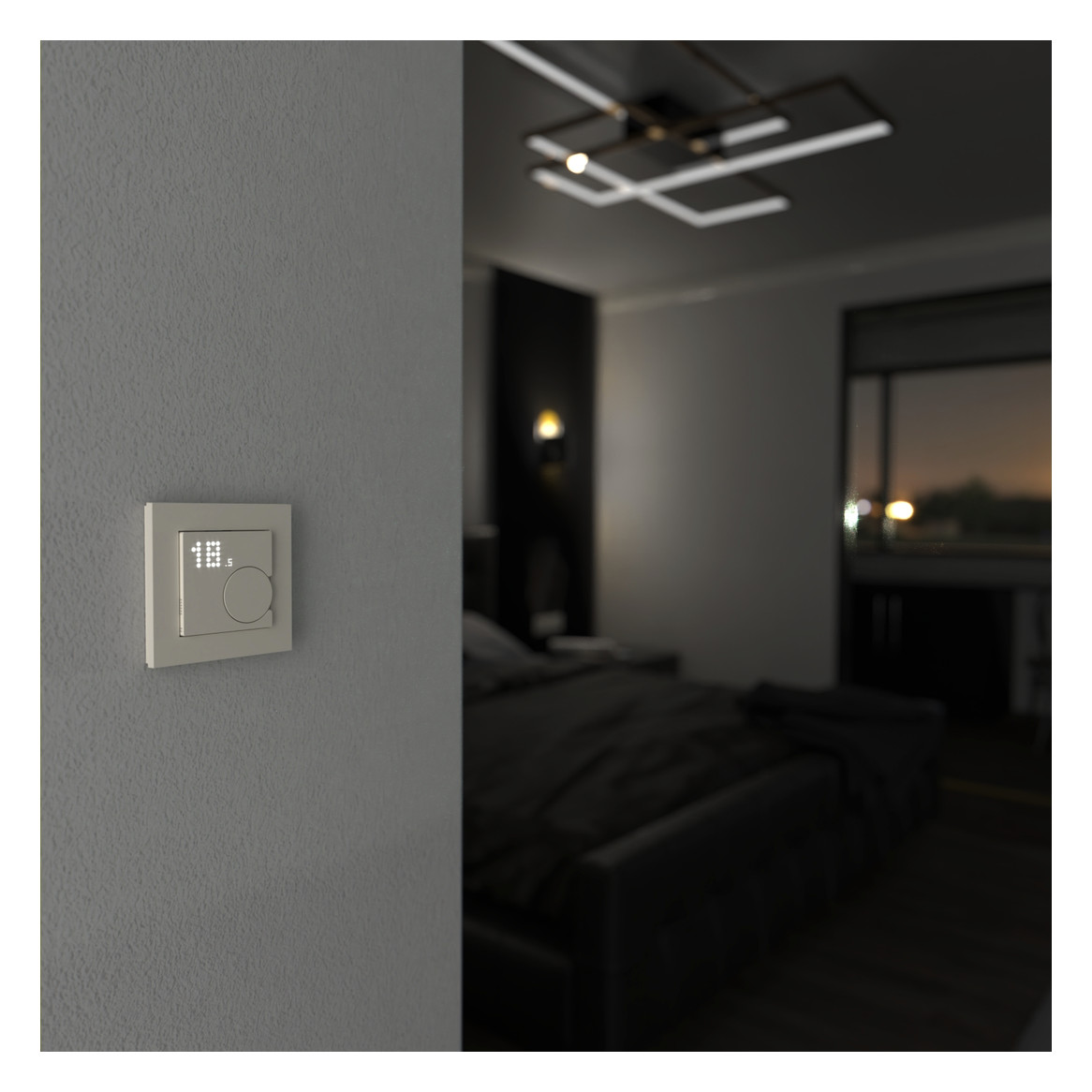 Raumtemperaturregler UP Zigbee akws glz aktivweiß Bedienelement m.Display