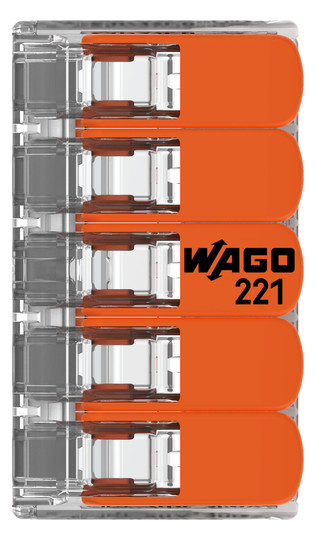 Steckklemme 5f 450V 32A Serie 221 0,2-4qmm m.BetätiHebel f.Massivleiter