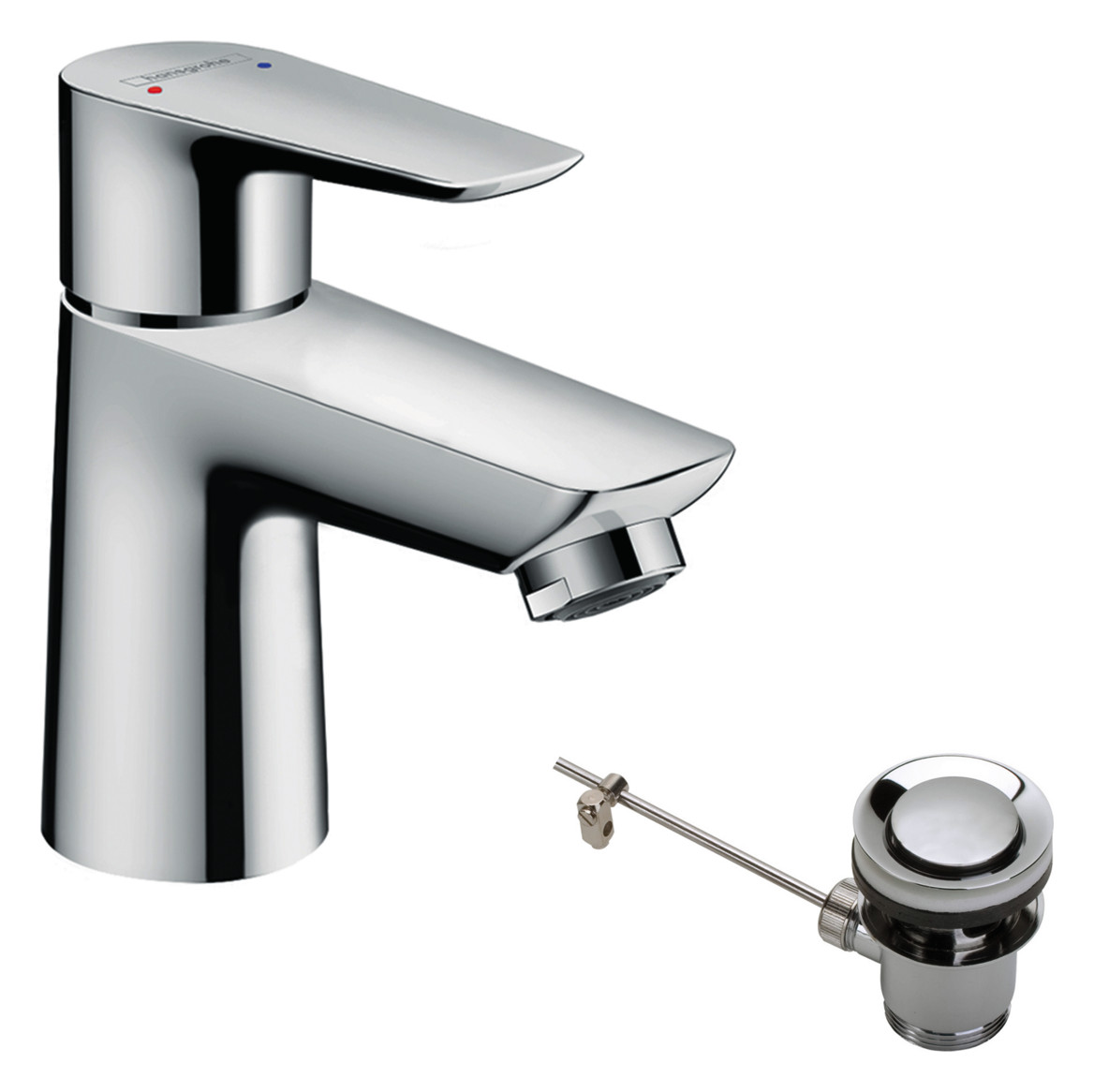 hansgrohe Waschtisch-Einhebelmischer 80 Talis E ND, für offene Warmwasserbereiter, mit Zugstangen-Ablaufgarnitur, chrom