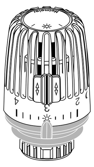 Heimeier Thermostat-Kopf K Clips/Merkzahl 1-5, Standard, mit Nullstellung, weiß