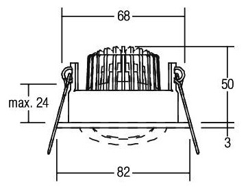 LED-Einbaustrahler 6W 3000K 730lm Konv ws mt 1LED Alu IP65 RF:hochglänzend