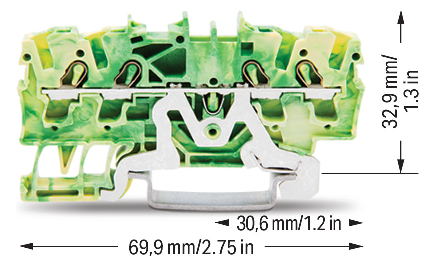 Schutzleiter-Reihenklemme Serie 2002 0,25-4qmm gn/ge 1Etage APL_erf.