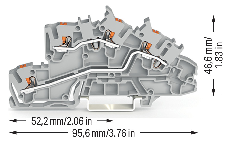 Installationsklemme 32A 0,25-4qmm 2pot gr APL_erf. Federzugans