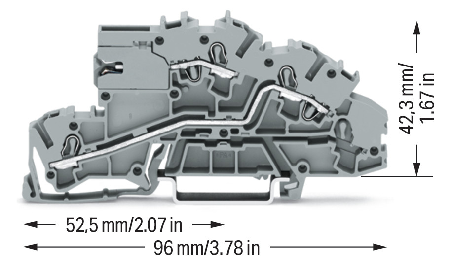 Installationsklemme 32A Serie 2003 2pot 0,25-4qmm gr Mit N-Trennschlitten