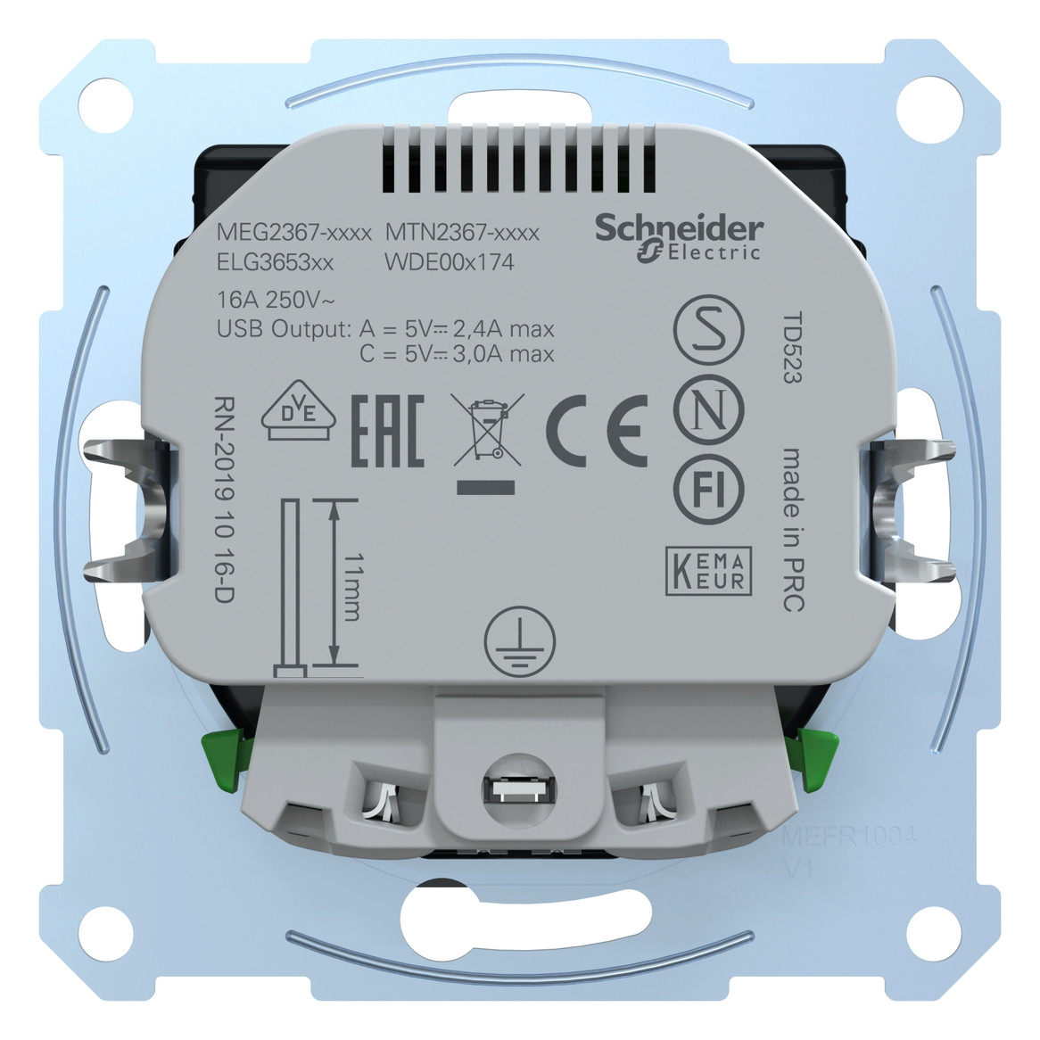 Steckdose 1f anth mt 1USB-A 1USB-C UP m.BS Mit erhöhtem Berührungsschutz IP20