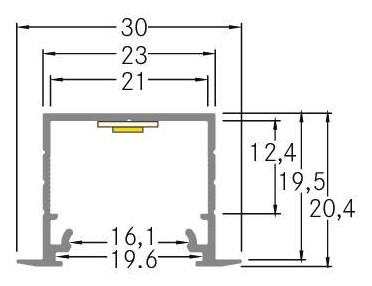 Einbauprofil ws Alu 2000x30x20,4mm