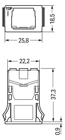 Rahmen Snap-In sw 2p Stecker/Buchse