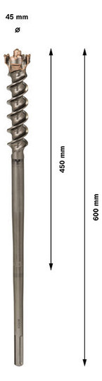 Hammerbohrer Ø45mm SDSmax 450/600mm f.Beton f.Stein