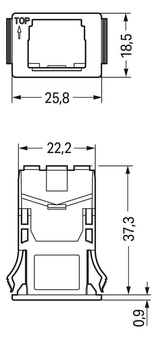 Rahmen Snap-In sw 2p Stecker/Buchse