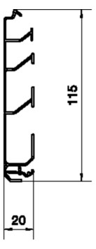 Sockelleistenkanal UT H115mm Kst 2trennw sw