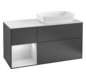 V&B Waschtisch-Unterschrank Finion 120cm, Abdeckplatte black matt, Regal Gold matt lacquer, Oak Veneer