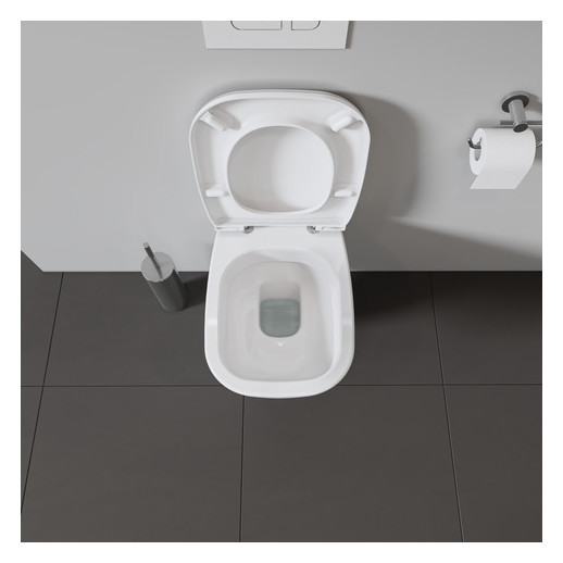 Duravit WC-Sitz D-Code Compact ohne Absenkautomatik, Scharniere Edelstahl, weiß