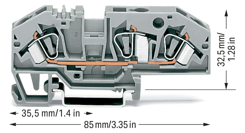 Reihenklemme 0,2-6qmm Serie 282 1Etage 3kl gr 41A Hutschiene TH35