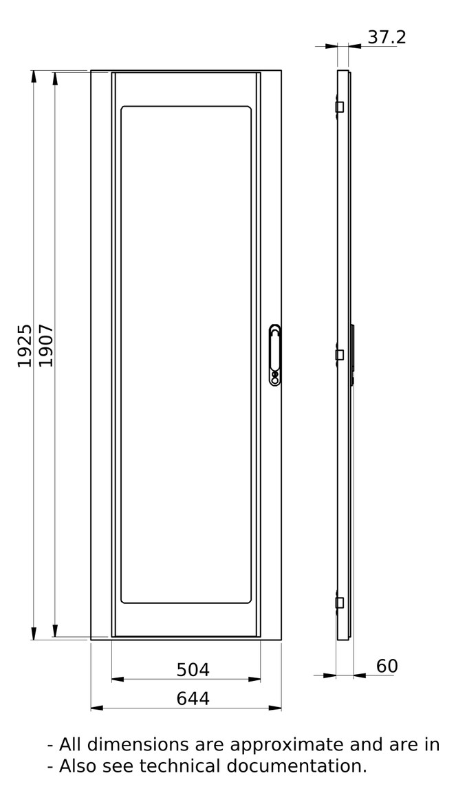 Sichttür IP30 Glas H2000xB650xT30mm