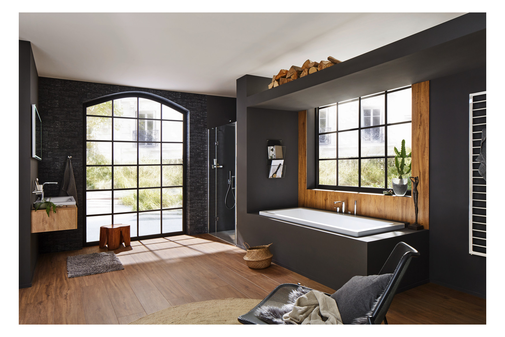 Kaldewei Badewanne CONODUO 733 180x80cm, Griffloch Vollantislip Perl-Effekt, pergamon