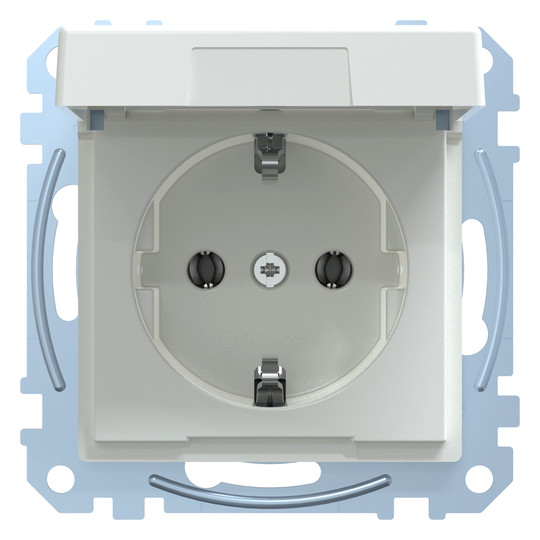 Steckdose 1f akws glz System M UP Klappd IP20 aktivweiß