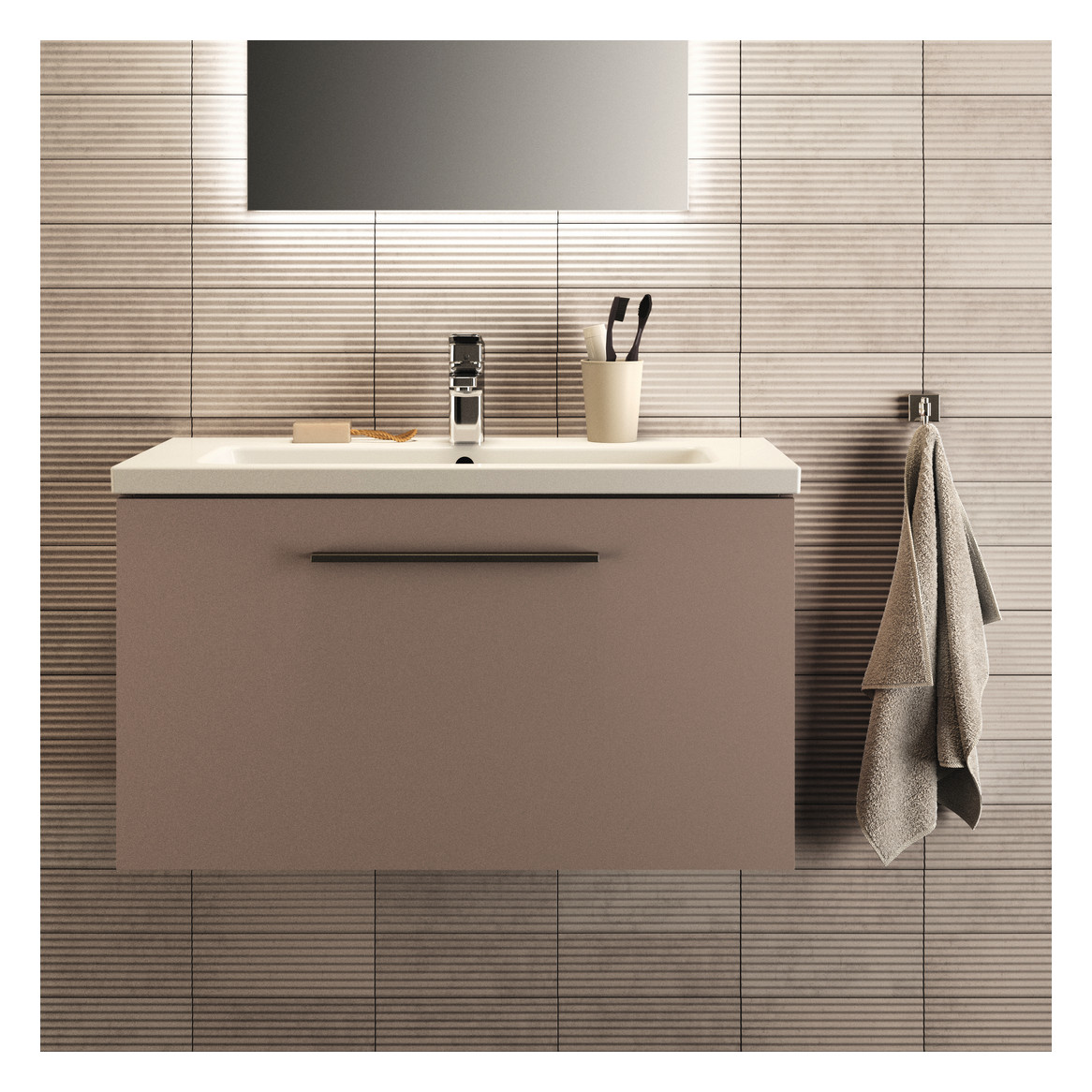 Ideal-Standard Möbel-Waschtischunterschrank i.life S 1 Auszug, 80 x 37,5 x 44 cm, carbongrau matt