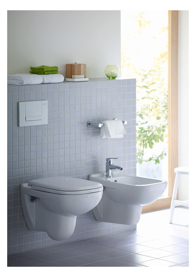 Duravit Wand-Tiefspül-WC Set D-Code mit WC-Sitz, Rimless, Durafix, weiß